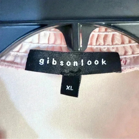 Gibson Look Dress Size XL Nasreen Smocked Tiered Floral Lined V-Neck Pink Peach - Picture 4 of 12